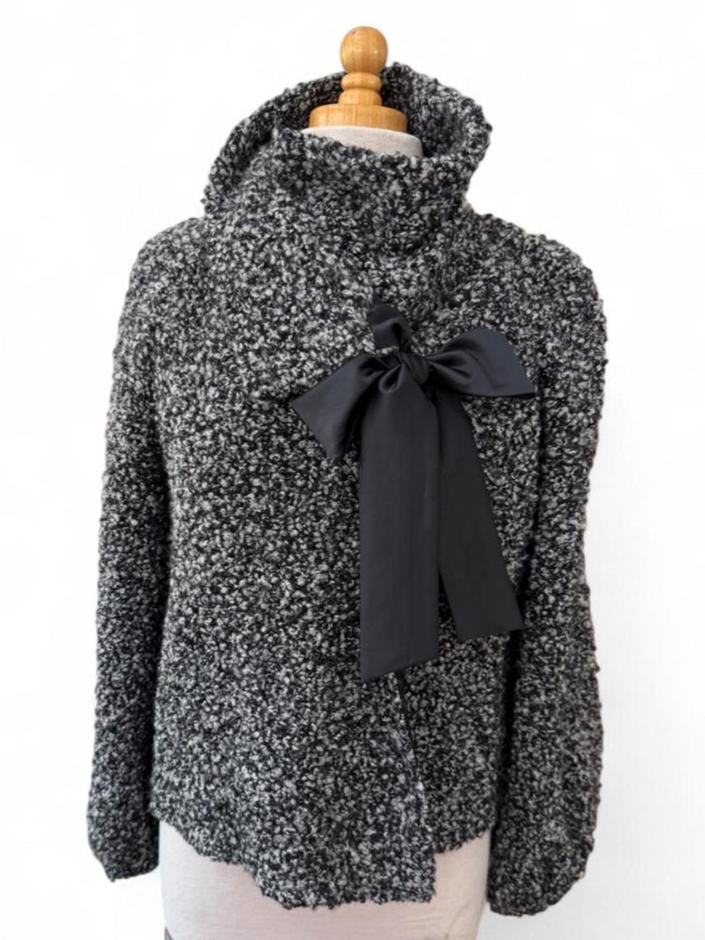 Armani Collezioni Cozy Bouclé Wool Alpaca Bow Jacket Sz 12